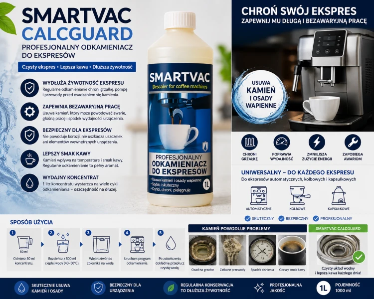 SMARTVAC CALCGUARD – PROFESJONALNY ODKAMIENIACZ DO EKSPRESÓW 1L